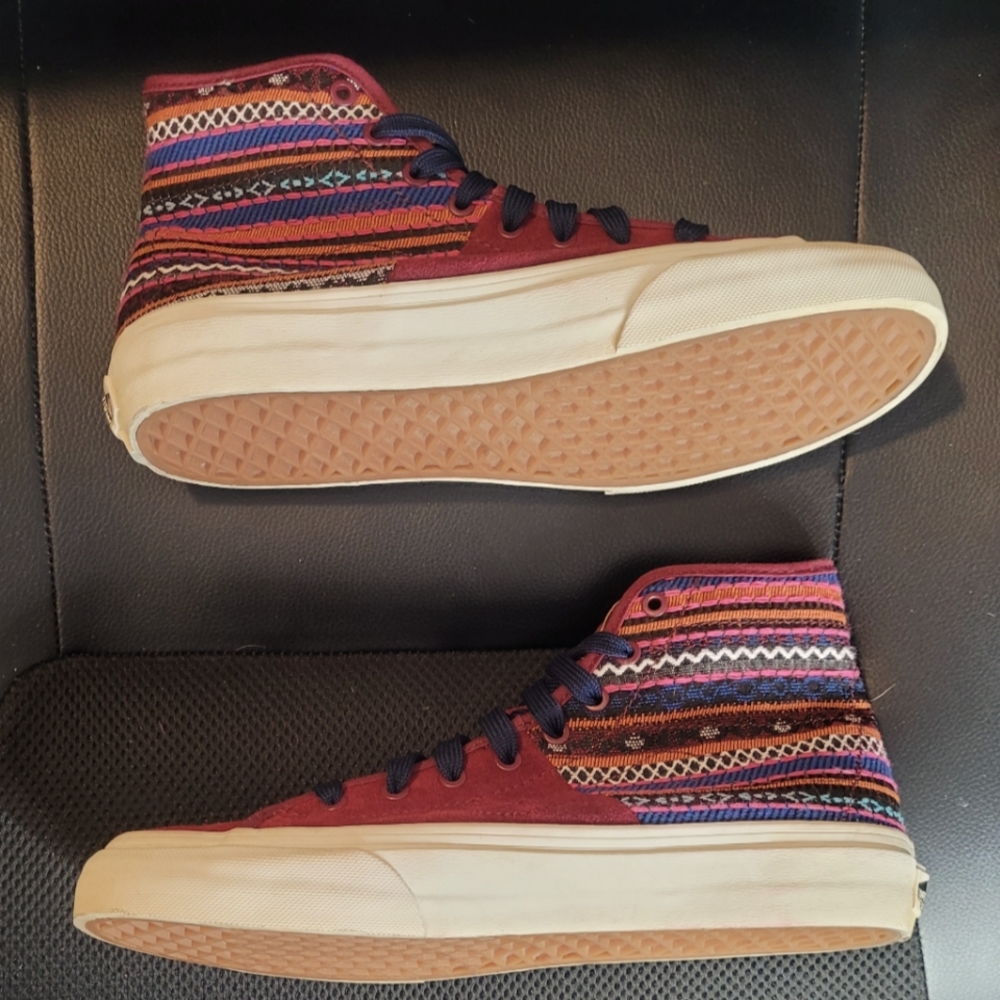 Vans SK8-HI Suede and Canvas tribal pattern.
